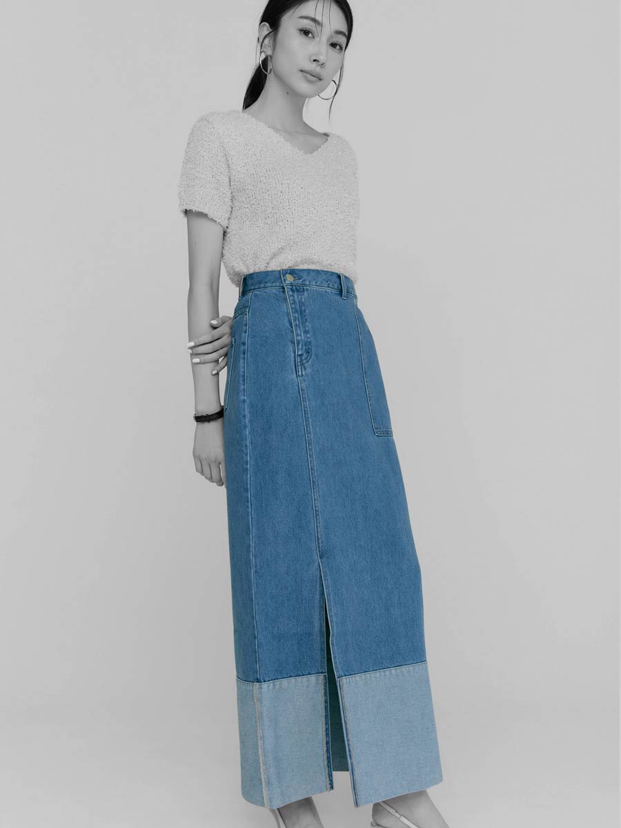 【LIGHT/S_残りわずか】SLIT LONG DENIM SKIRT