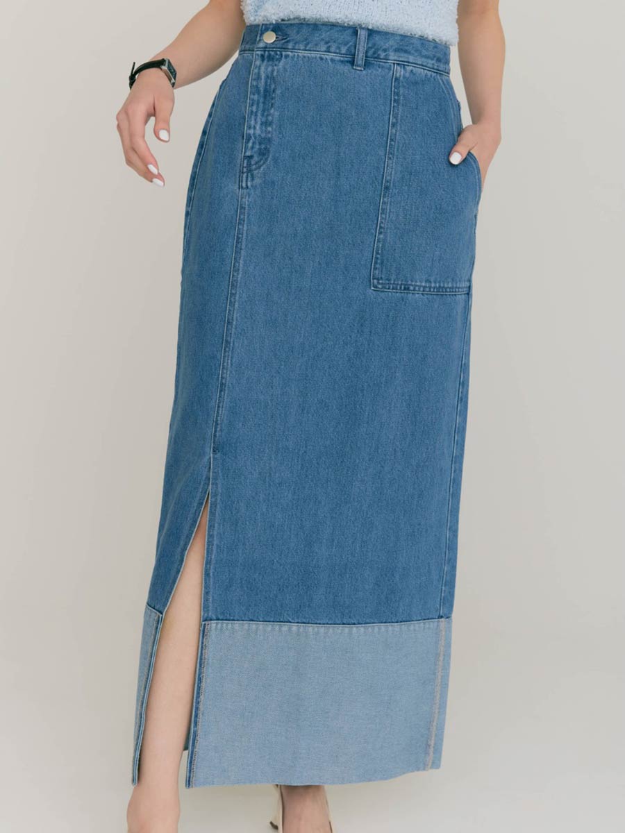 【LIGHT/S_残りわずか】SLIT LONG DENIM SKIRT