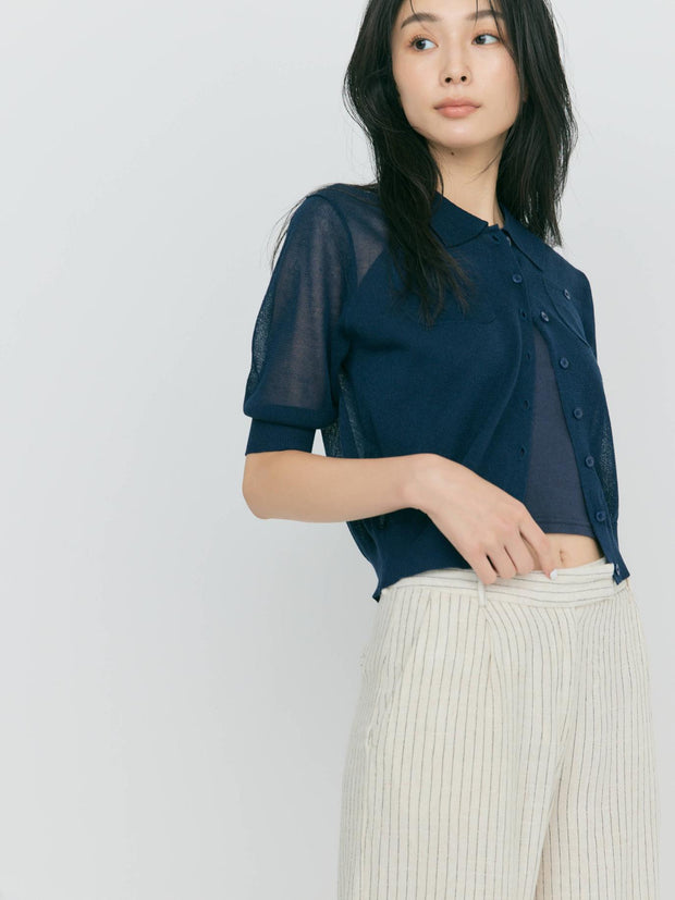 【LIGHT_残り1点】SHEER POCKET CARDIGAN