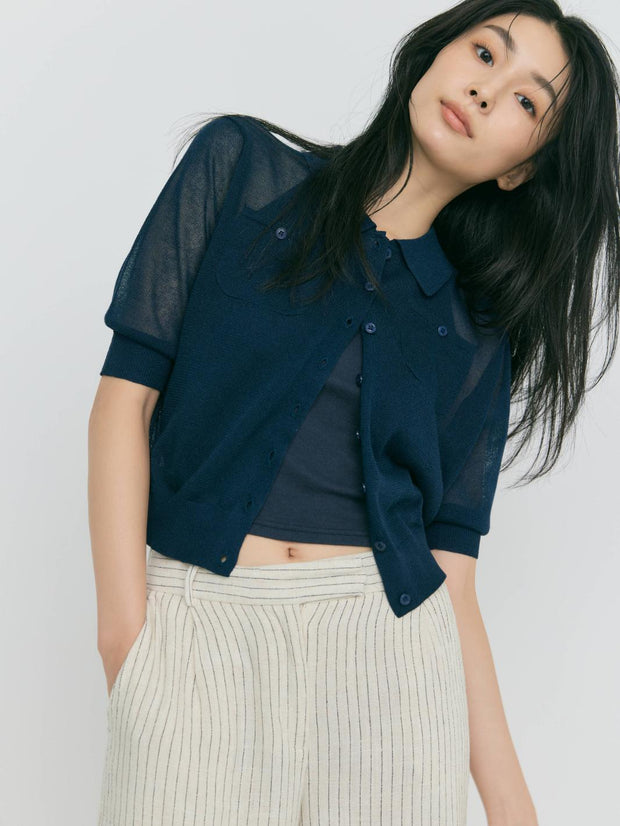 【LIGHT_残り1点】SHEER POCKET CARDIGAN