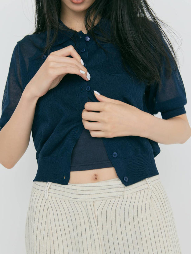 【LIGHT_残り1点】SHEER POCKET CARDIGAN