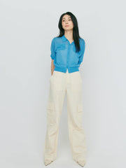 【LIGHT_残り1点】SHEER POCKET CARDIGAN