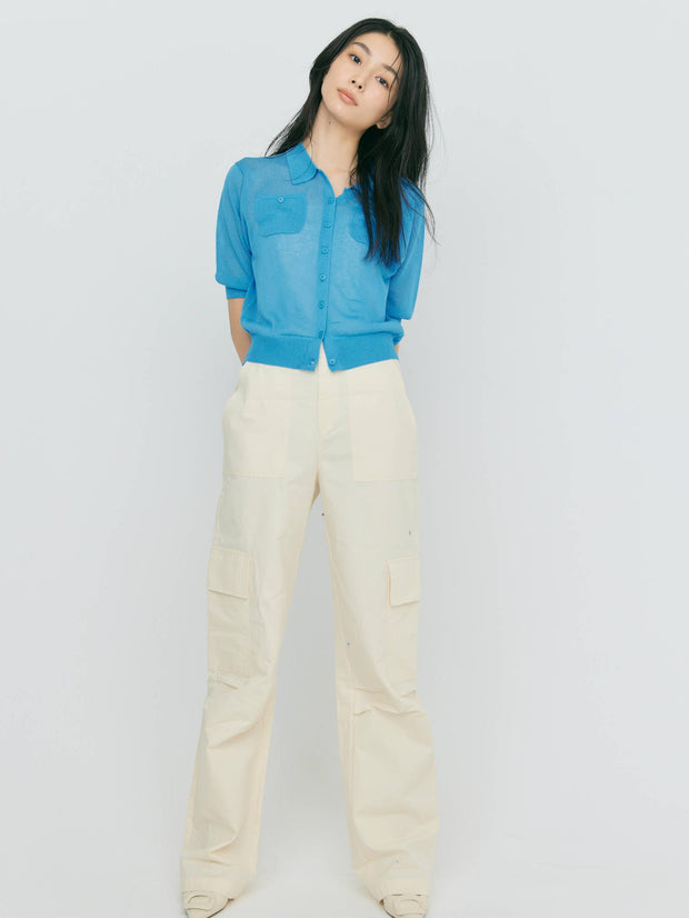 【LIGHT_残り1点】SHEER POCKET CARDIGAN