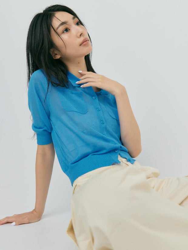 【LIGHT_残り1点】SHEER POCKET CARDIGAN