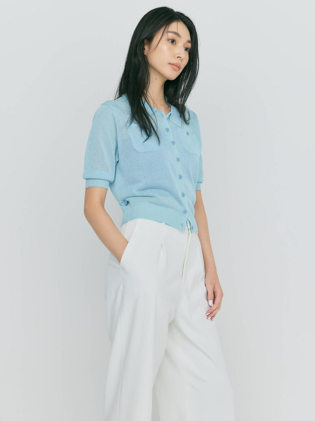 【LIGHT_残り1点】SHEER POCKET CARDIGAN