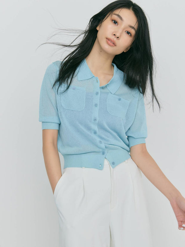 【LIGHT_残り1点】SHEER POCKET CARDIGAN