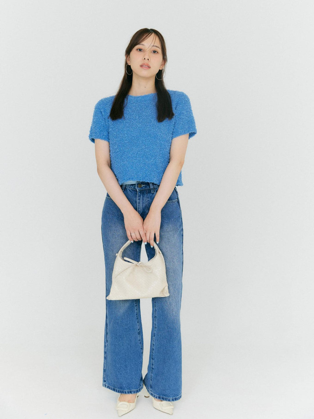 残り1点】【ベストセラー】MOJA SHORT KNIT – BLUE×PALANG(ブルーパラン)