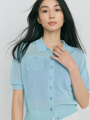 【LIGHT_残り1点】SHEER POCKET CARDIGAN