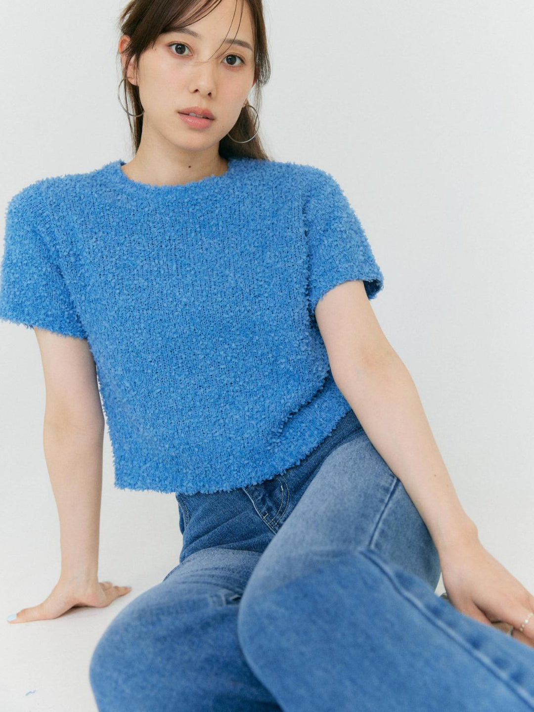 残り2点】【ベストセラー】MOJA SHORT KNIT – BLUE×PALANG(ブルーパラン)