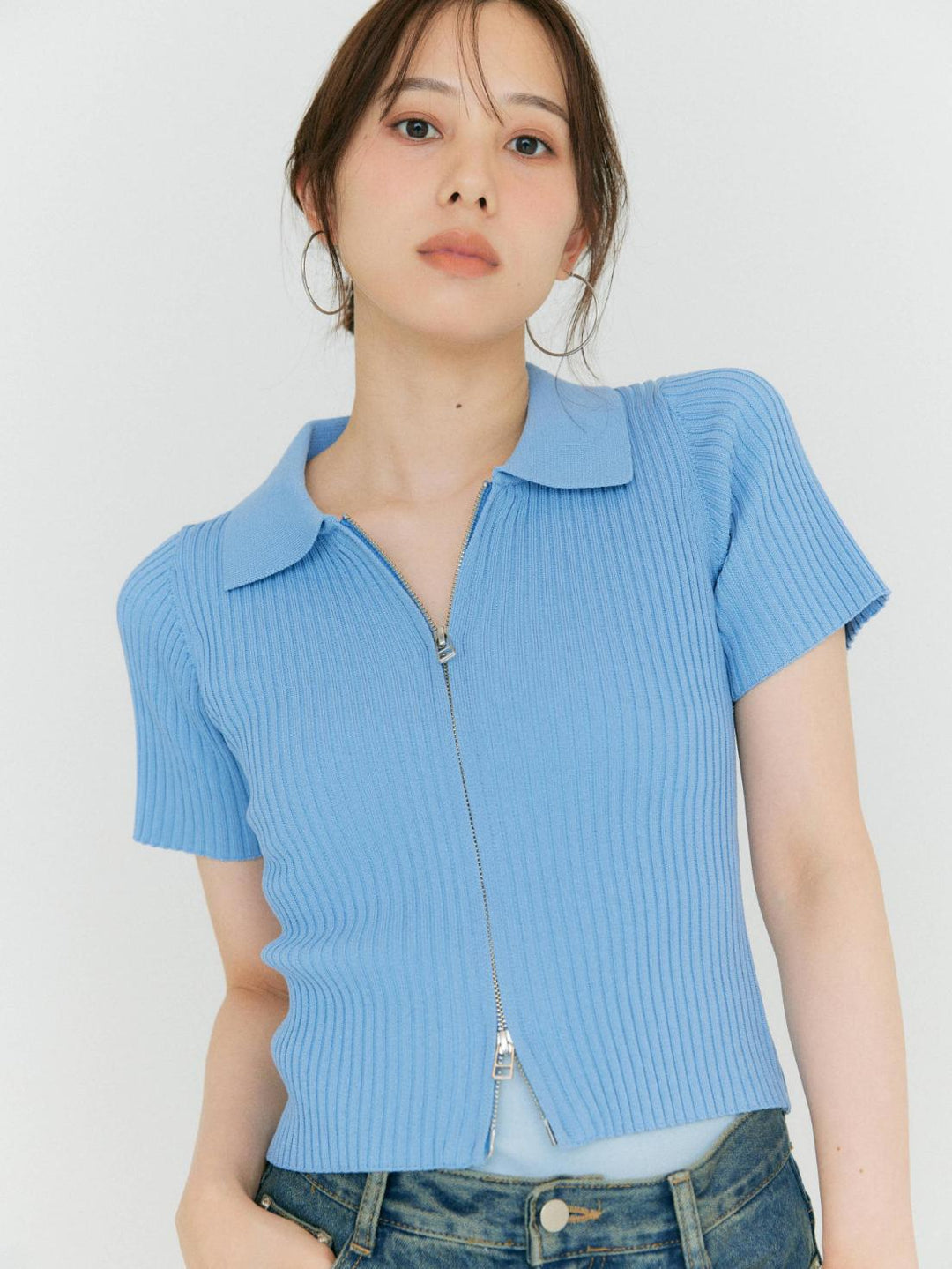 SOLD OUT】WZIP HALF KNIT – BLUE×PALANG(ブルーパラン)