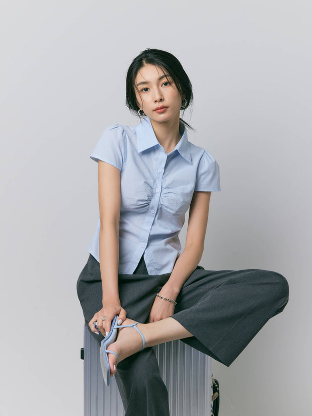 【LIGHT_残り2点】HALF SLEEVE SIMPLE SHIRT