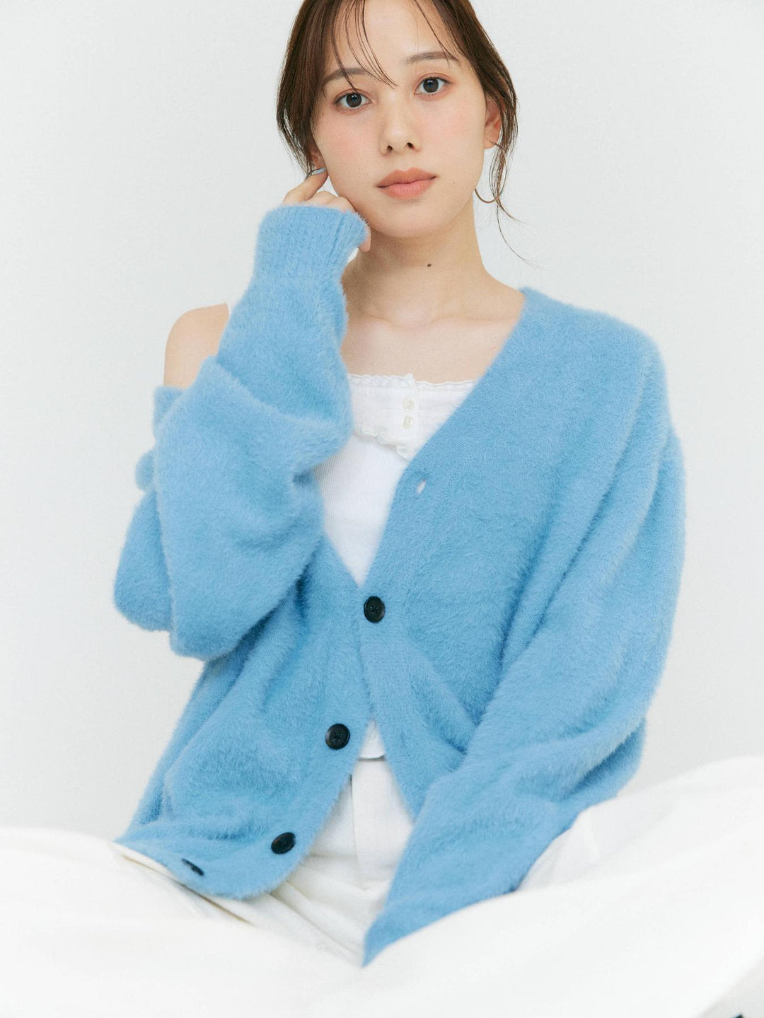セールSHORT SHAGGY BIG CARDIGAN（カーディガン⁄ボレロ）｜BLUE BLUE