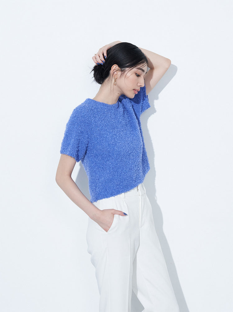 残り1点】【ベストセラー】MOJA SHORT KNIT – BLUE×PALANG(ブルーパラン)