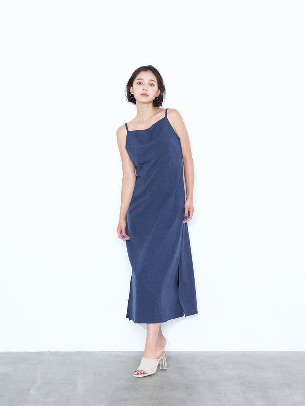 【 NAVY_残り2点】DENIM-LIKE LONG DRESS（2color）