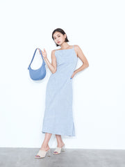 【 BLUE_残り1点】DENIM-LIKE LONG DRESS（2color）