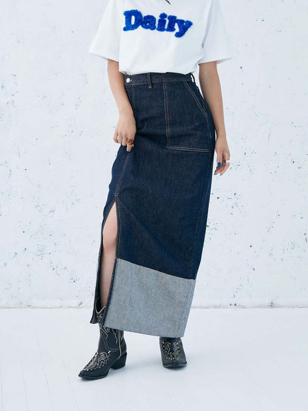 DENIM SLIT LONG SKIRT – BLUE×PALANG(ブルーパラン)