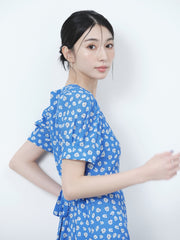 【ベストセラー】ORIGINAL PRINT FLOWER DRESS（SKY）