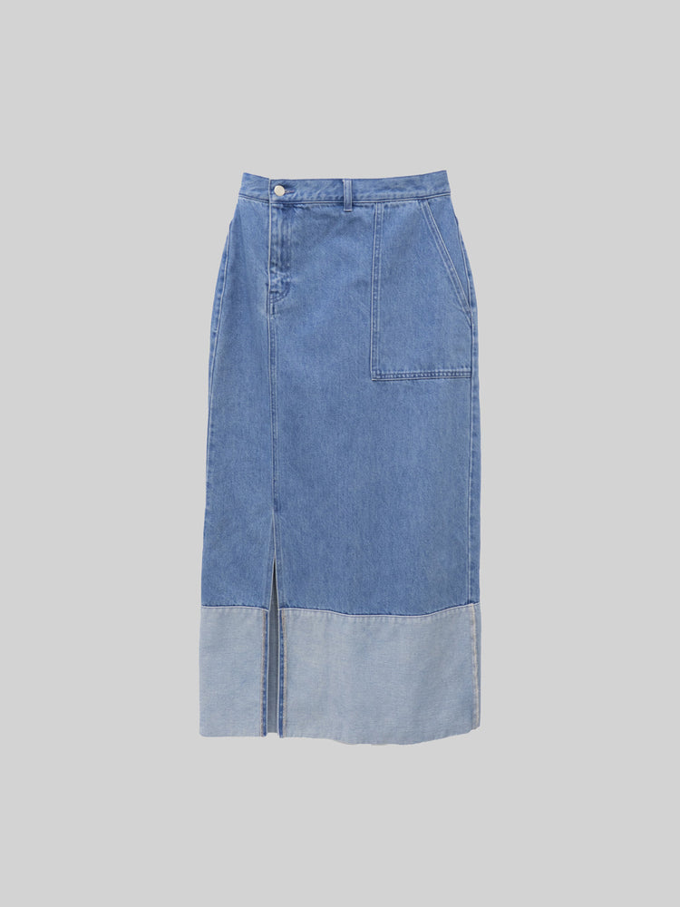 LIGHT/S_残りわずか】SLIT LONG DENIM SKIRT – BLUE×PALANG(ブルーパラン)