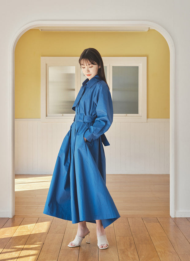 TRENCH SHIRT LONG DRESS（2color）